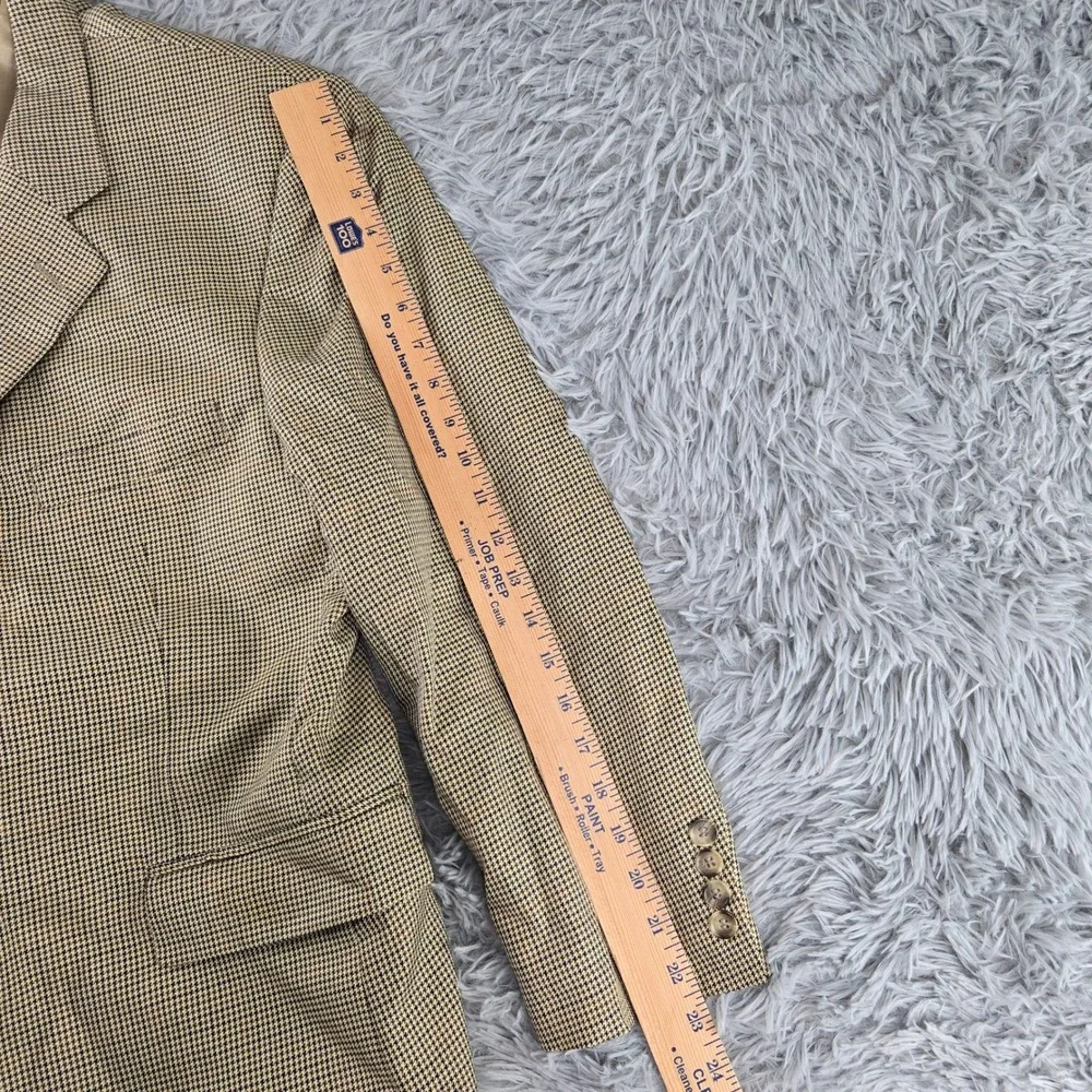 Brooks Brothers Mens 41S Tan Houndstooth Silk Wool 346 Blazer 01061027‎
